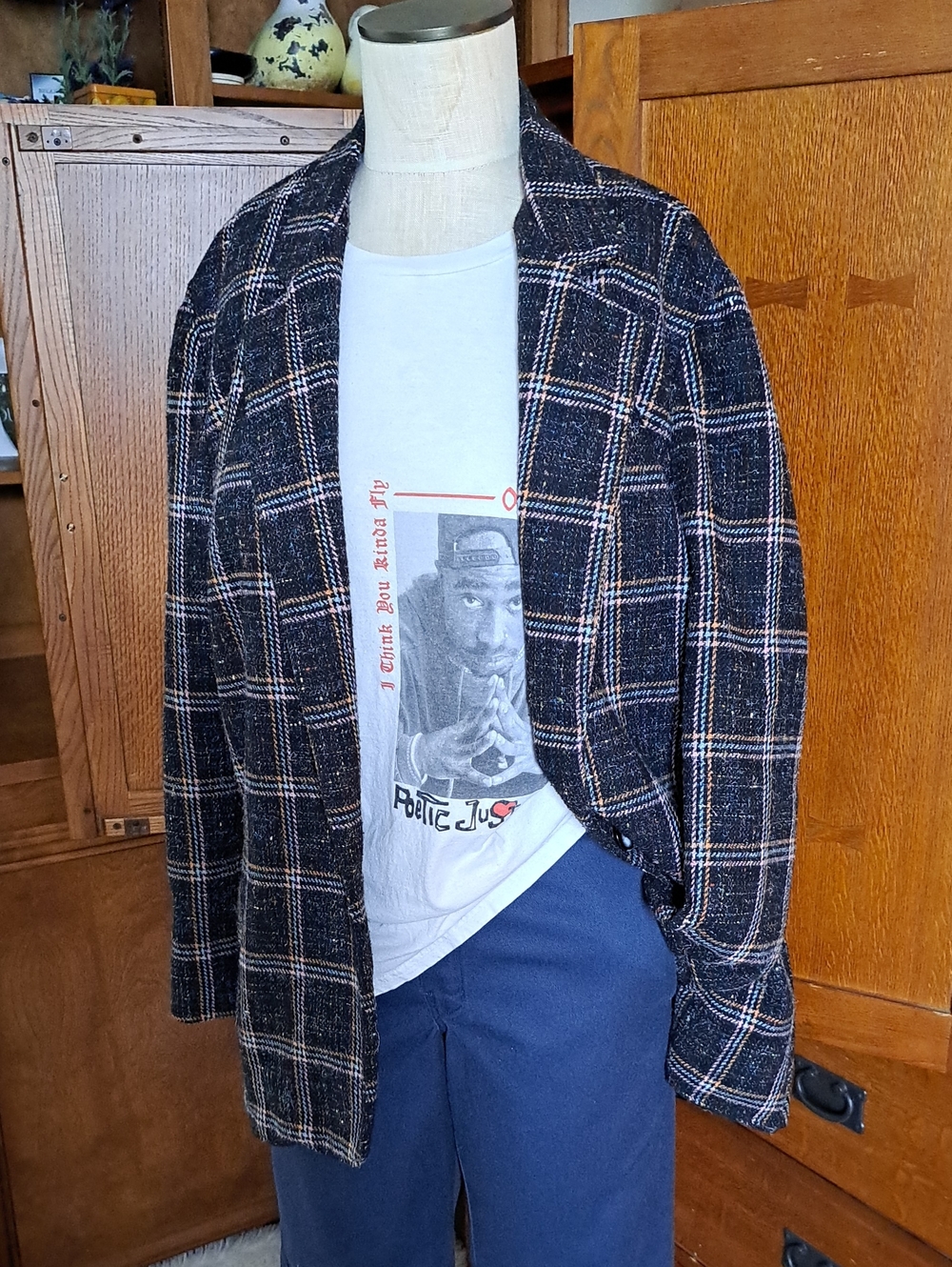 Vintage Steven Michaels Confetti Tweed Plaid Blazer Made in USA